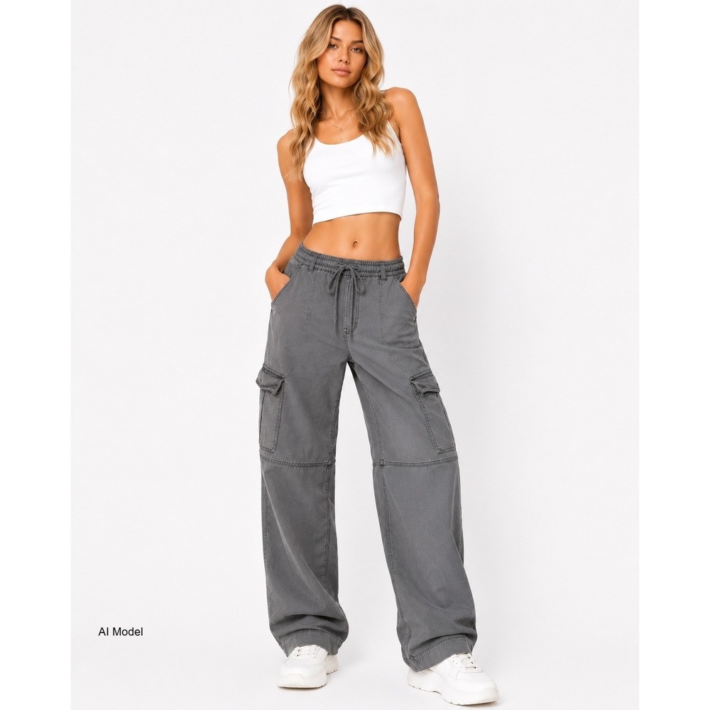 Gap High Rise Wide Leg Cargo Jeans Womens 8 Faded Gray Utility Streetwear